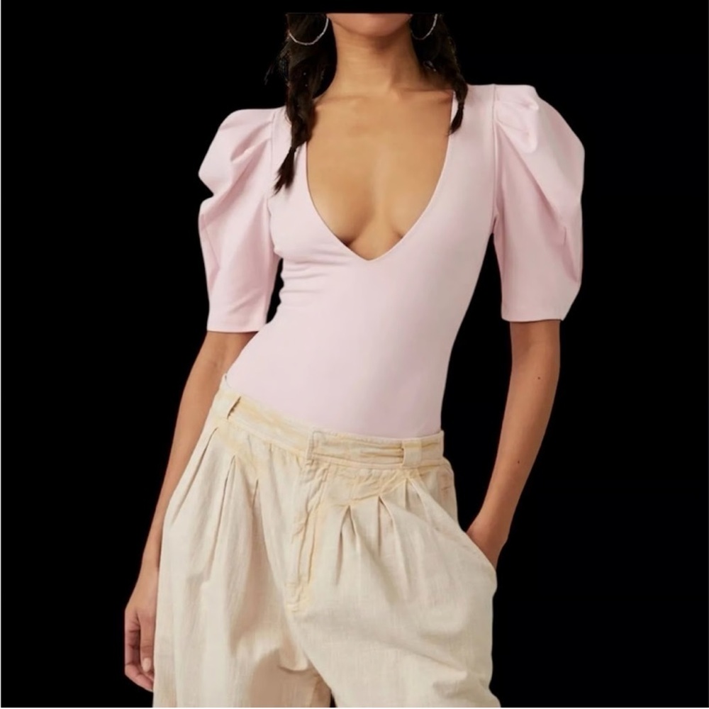 Intimately FP by Free People Va Va Voop Puff light pink Bodysuit Size Small